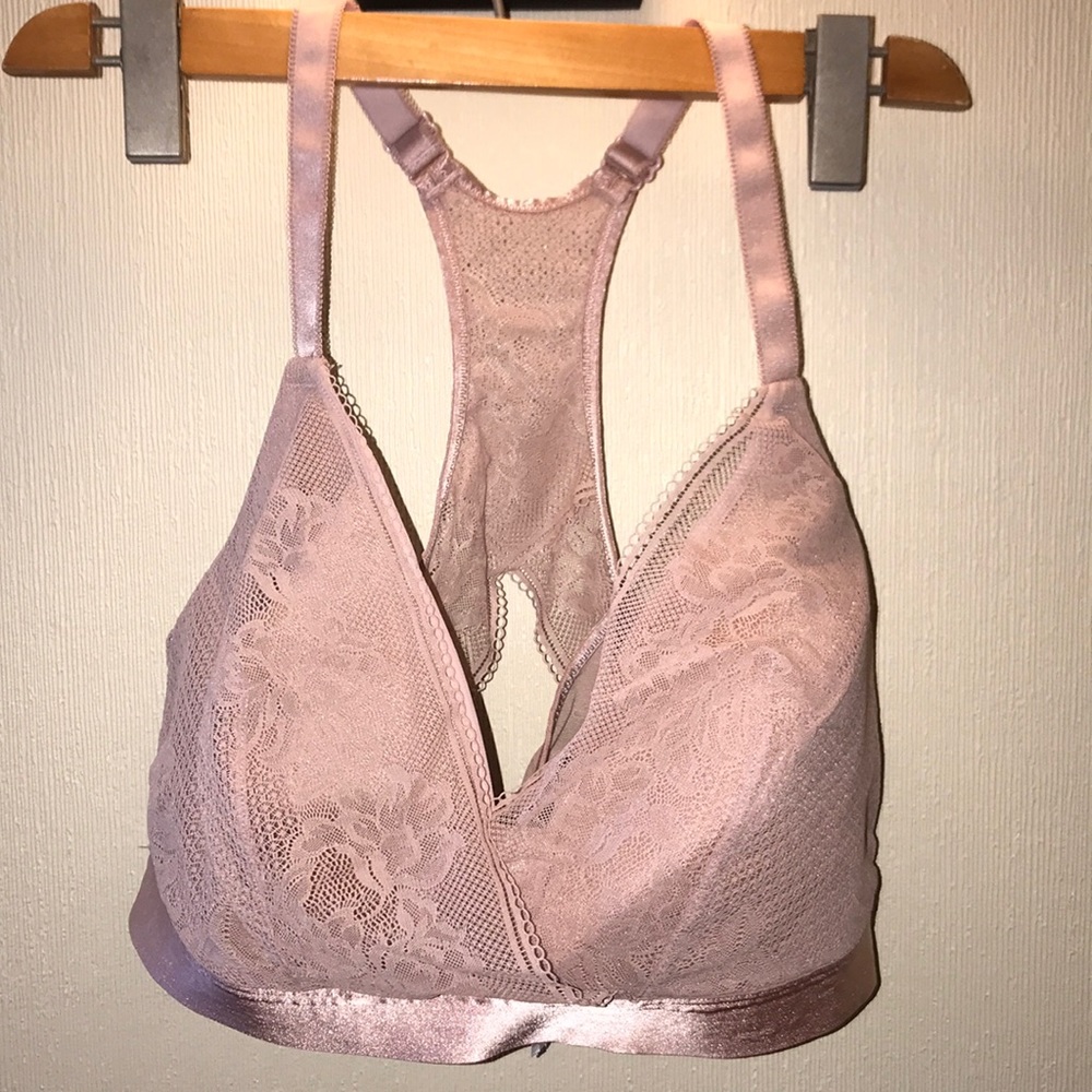 Lace, bralette dusty pink color